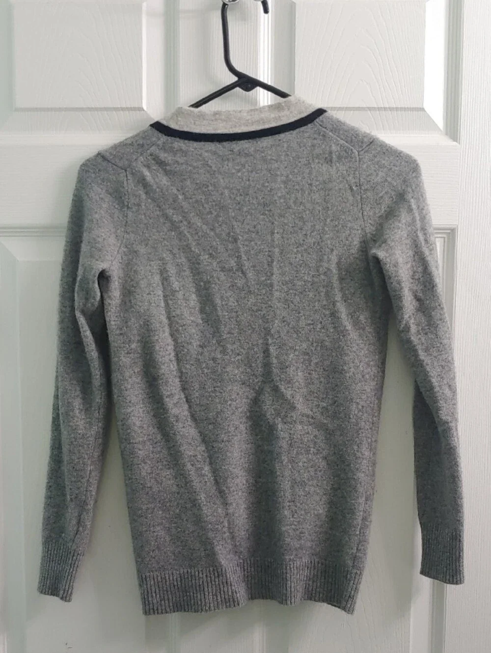 Vintage J. Crew Varsity Cardigan Women's Grey Wool Cashmere Sweater Size XS